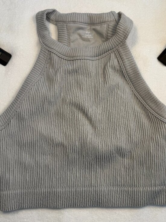 aerie Tops - NWT Aerie Womens Ribbed Crop Top Gray High Neck Sleeveless Tank Large